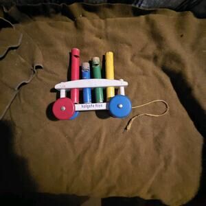 Vintage Holgate Wood Toys Wood Calliope Circus Organ pull toy with flutes